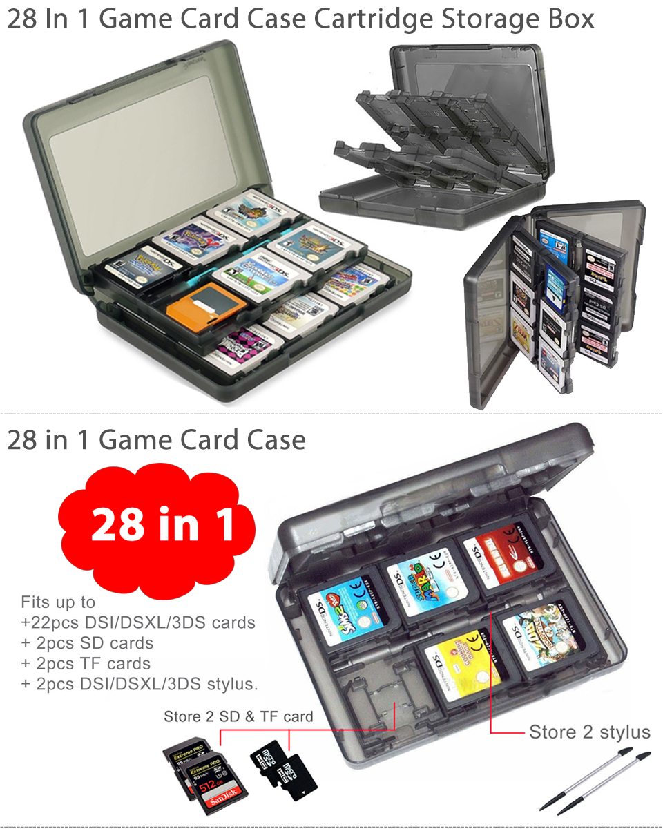 28 in 1 Game Card Case Holder Cartridge Box for Nintendo DS 3DS XL LL