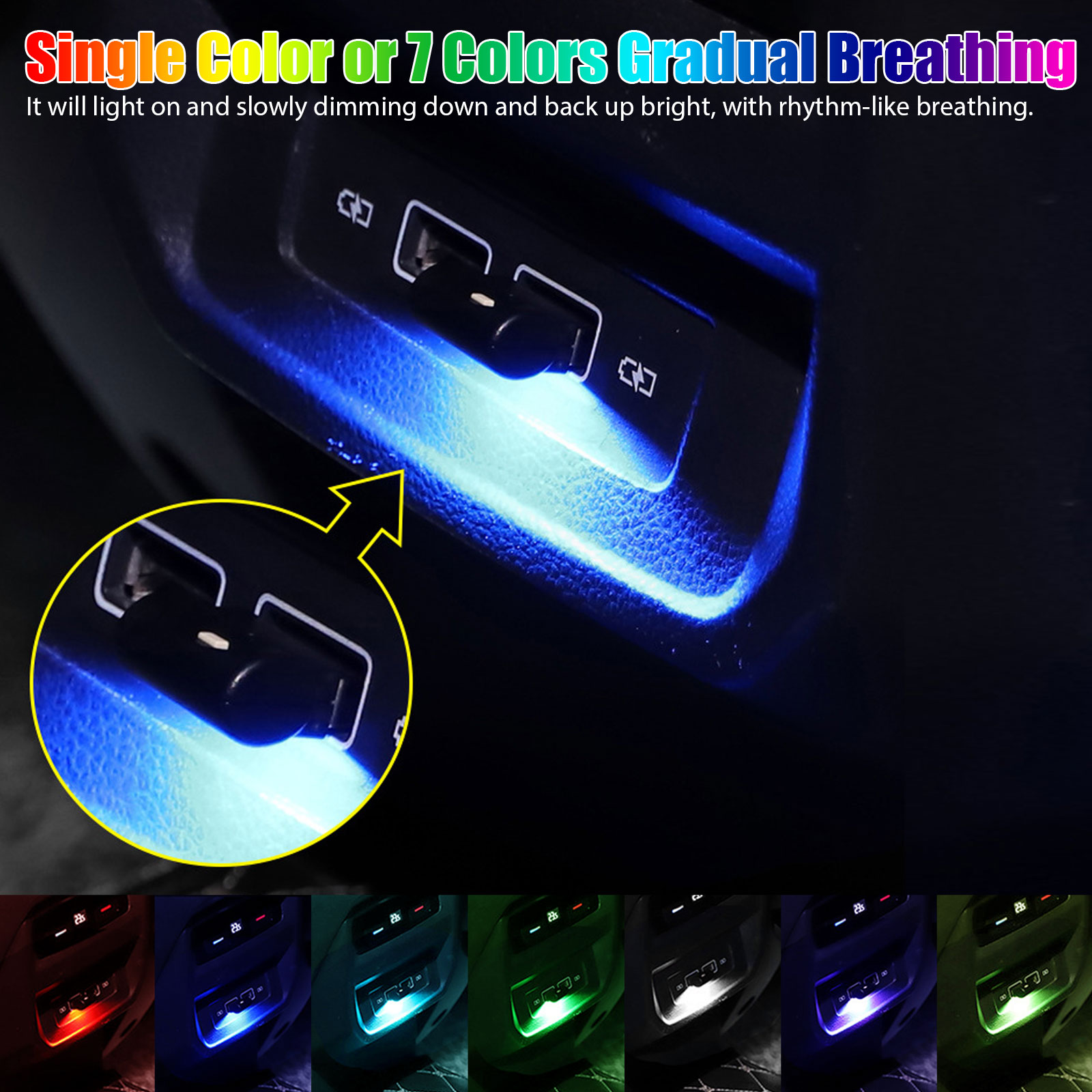 3x Mini USB LED Car Interior Light Neon Atmosphere Ambient Lamp Bulb