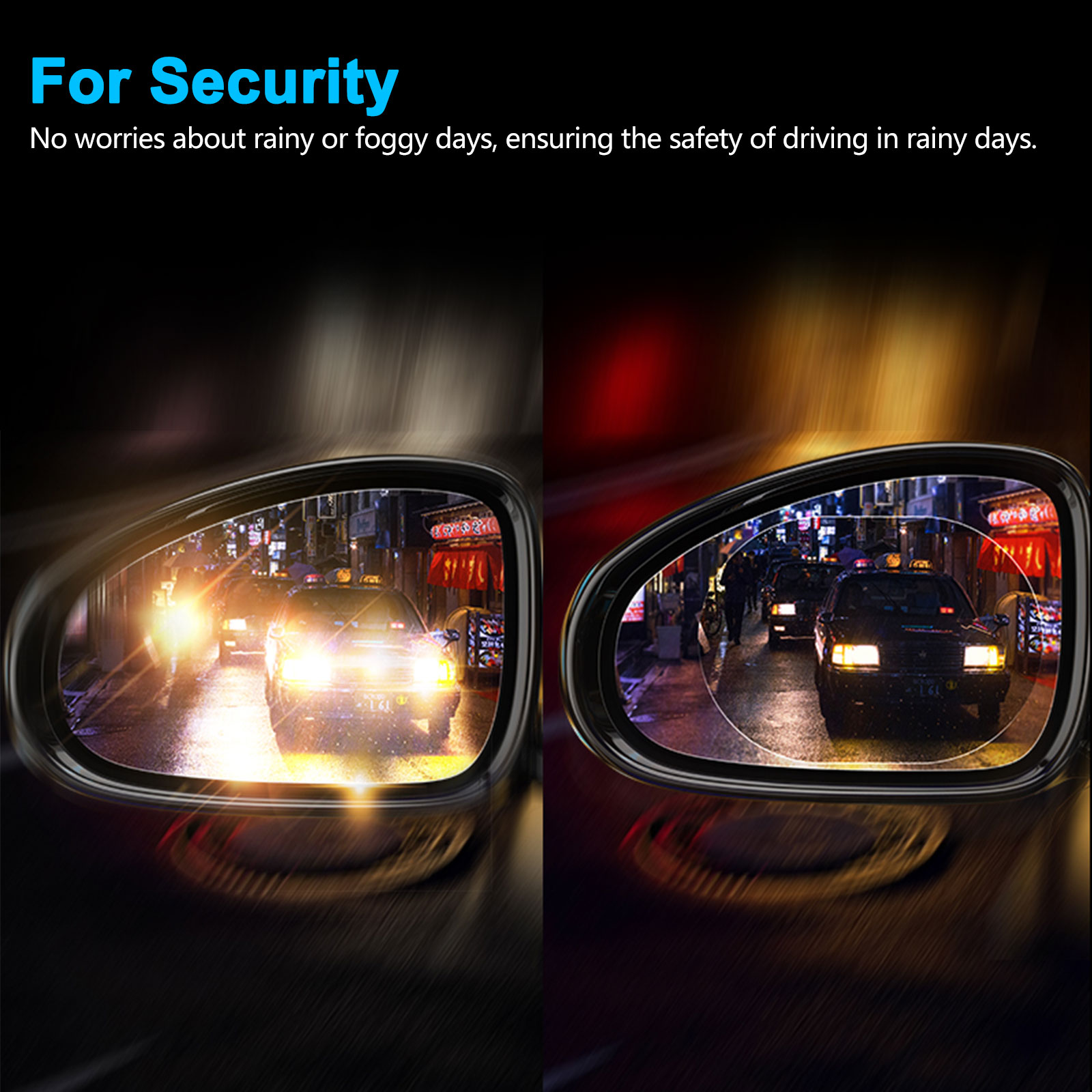 4Pcs Auto Car Rearview Mirror Glass Film Waterproof Anti-Fog Rain-Proof Window 