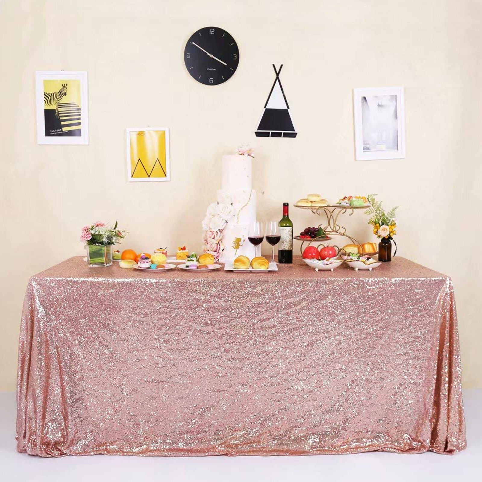 Details about   Rectangle Glitter Sequin Tablecloth Sparkly Table Cover Wedding Party Dec 59x40" 