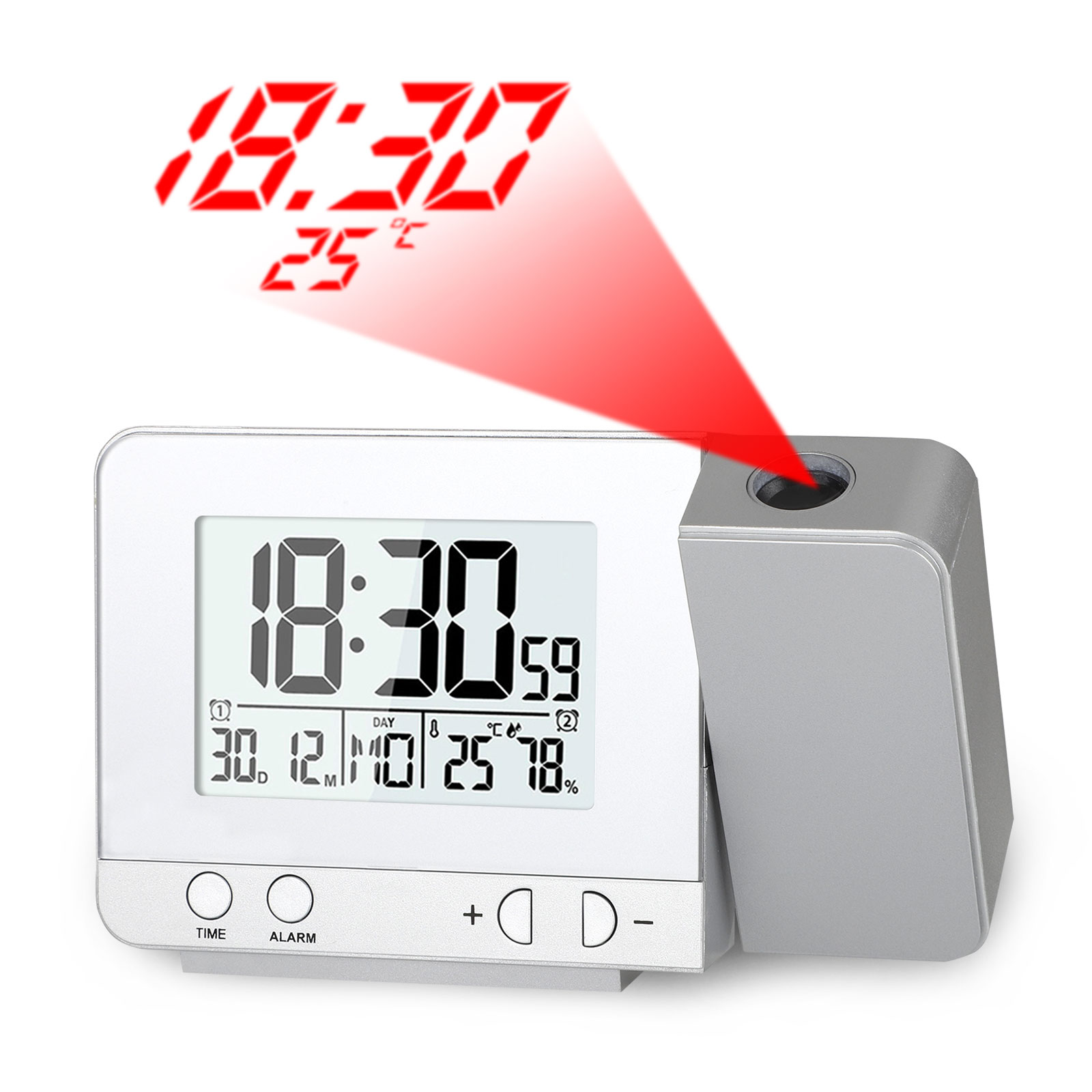 Wooden Timer Weather Clock Digital Alarm Thermometer Calendar Home LED Display 