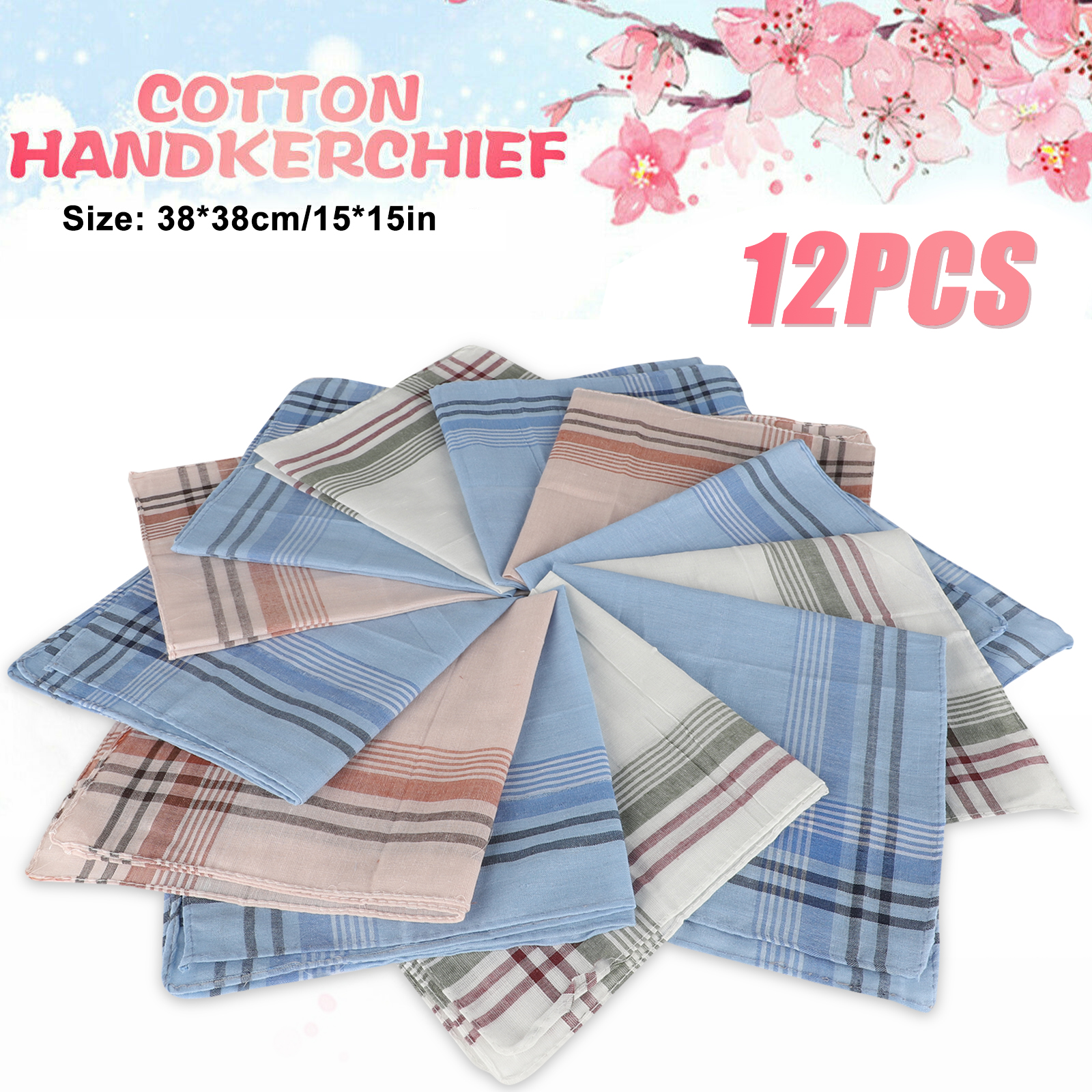 thumbnail 10 - Mens Handkerchief 100% Cotton Classic Hankies Hankerchiefs Pocket Thick Stylish