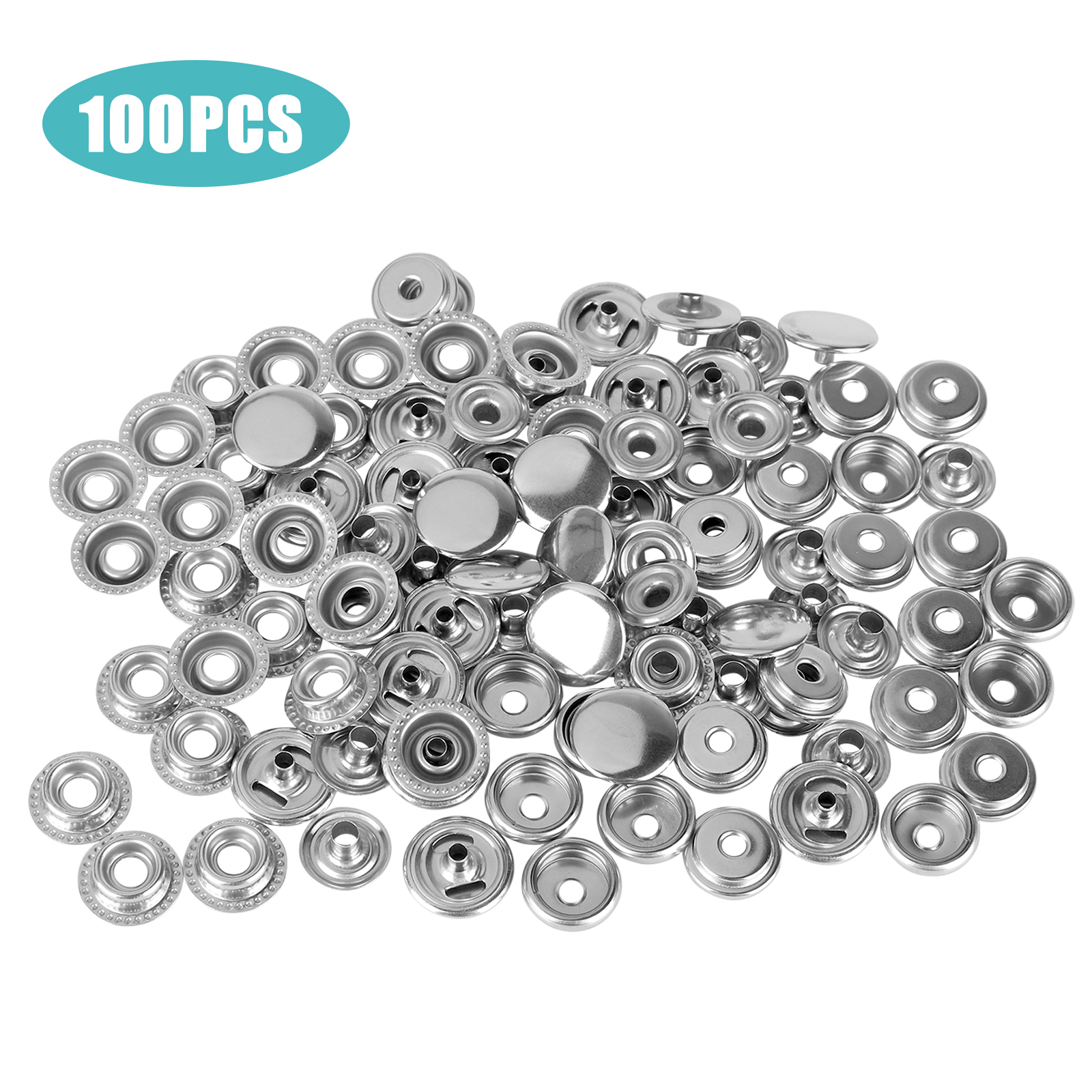 104pcs 15MM Plated Steel Snaps Fastener Snap Press Stud Cap Button Marine Boat Canvas Gunmetal Black 4 Components, 26pcs for Each 