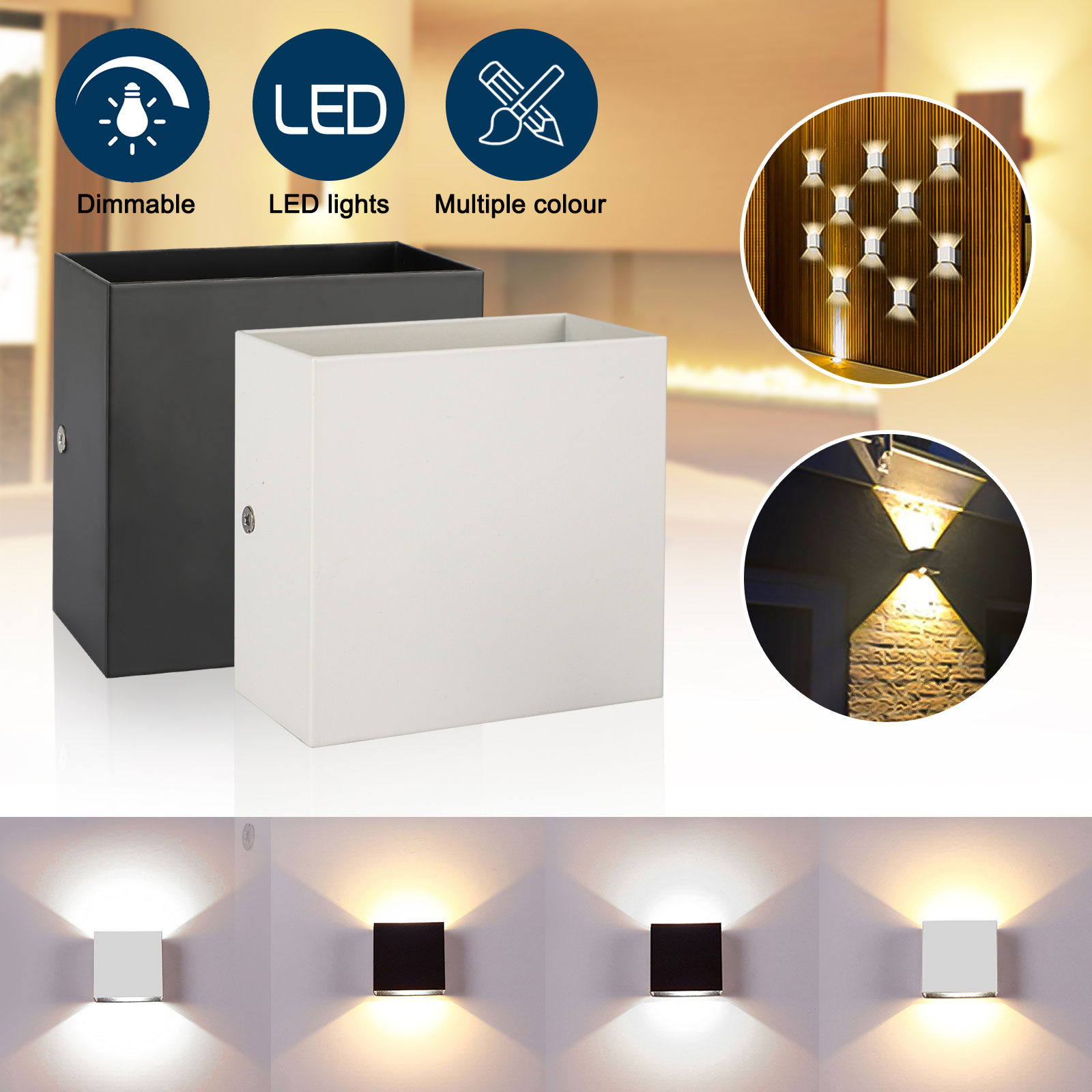 6W/12W Modern LED Wall Light Up Down Cube Indoor Outdoor Sconce Lighting Lamp 