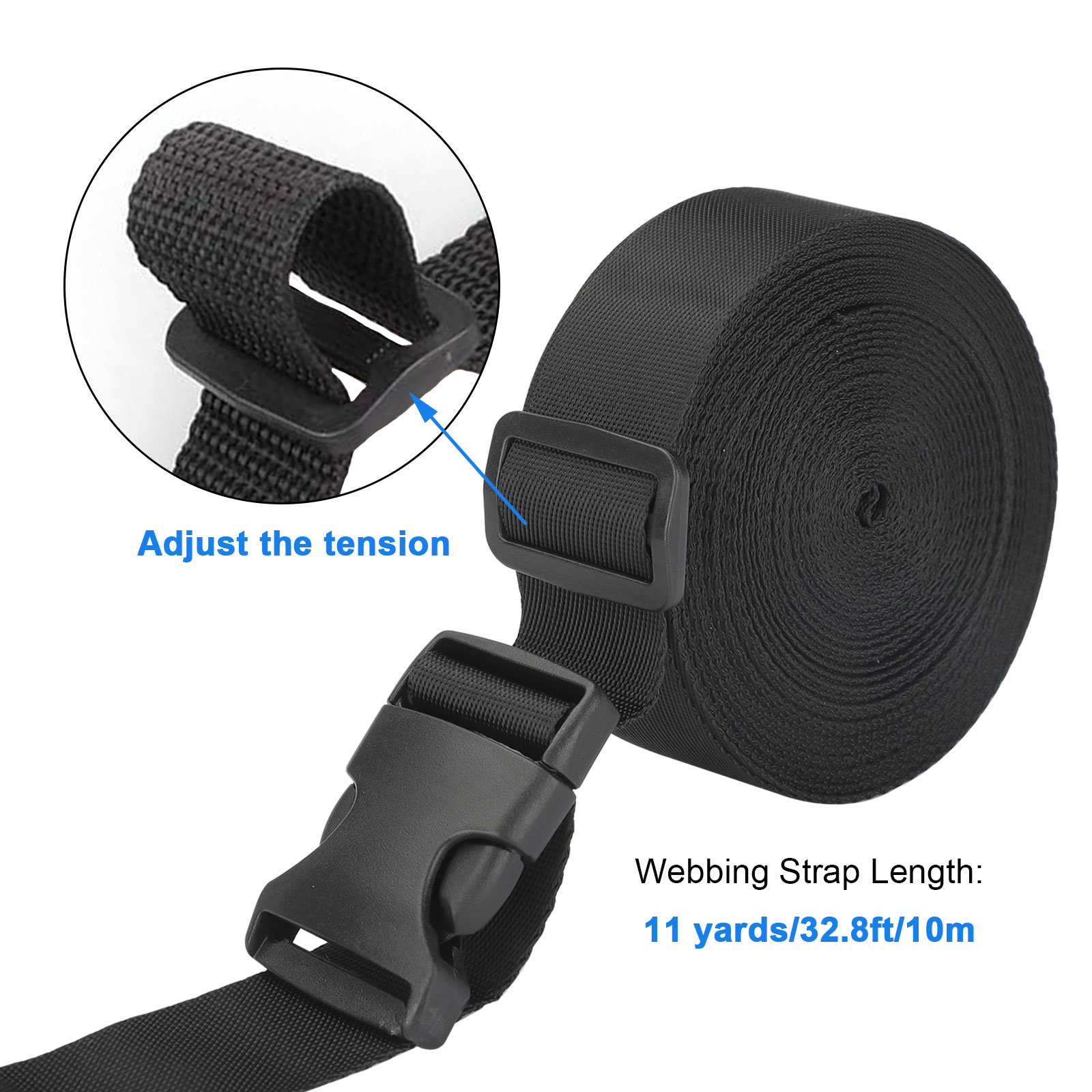 1Inch Plastic Buckle Kit with 10 Pack Side Release and Black Nylon ...