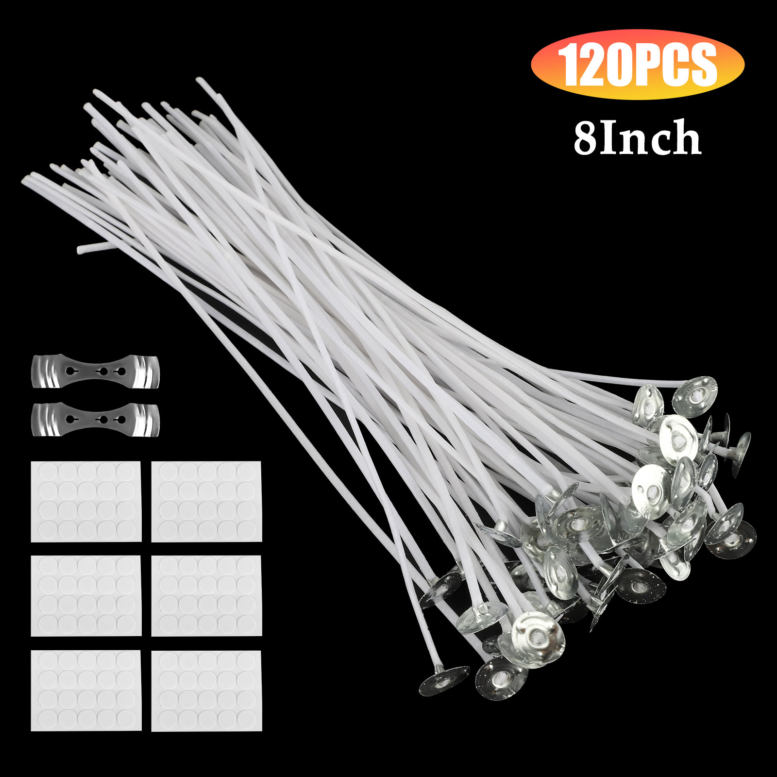 thumbnail 12 - 60/120 PCS 8 Inch Candle Wicks Pre-Waxed Wick For Cotton Core Candles DIY Making
