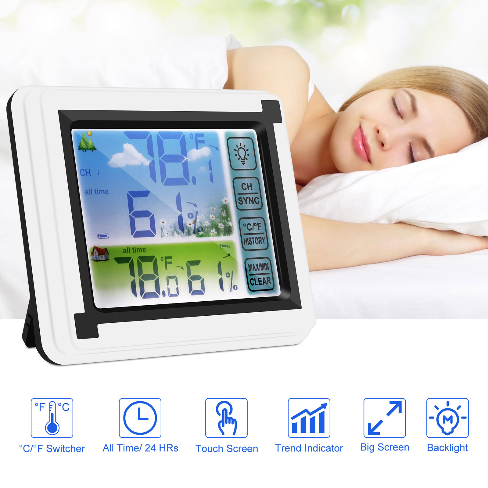 thumbnail 12 - Digital LCD Indoor &amp; Outdoor Weather Station Clock Calendar Thermometer Wireless