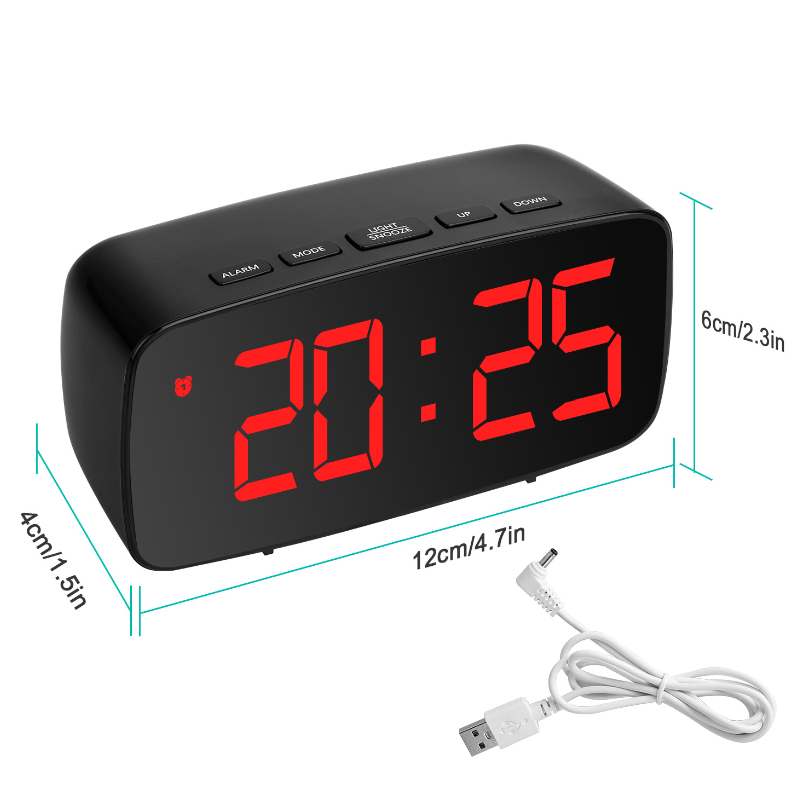 thumbnail 13 - Digital LED Desk Alarm Clock Large Mirror Display USB Snooze Temperature Mode US