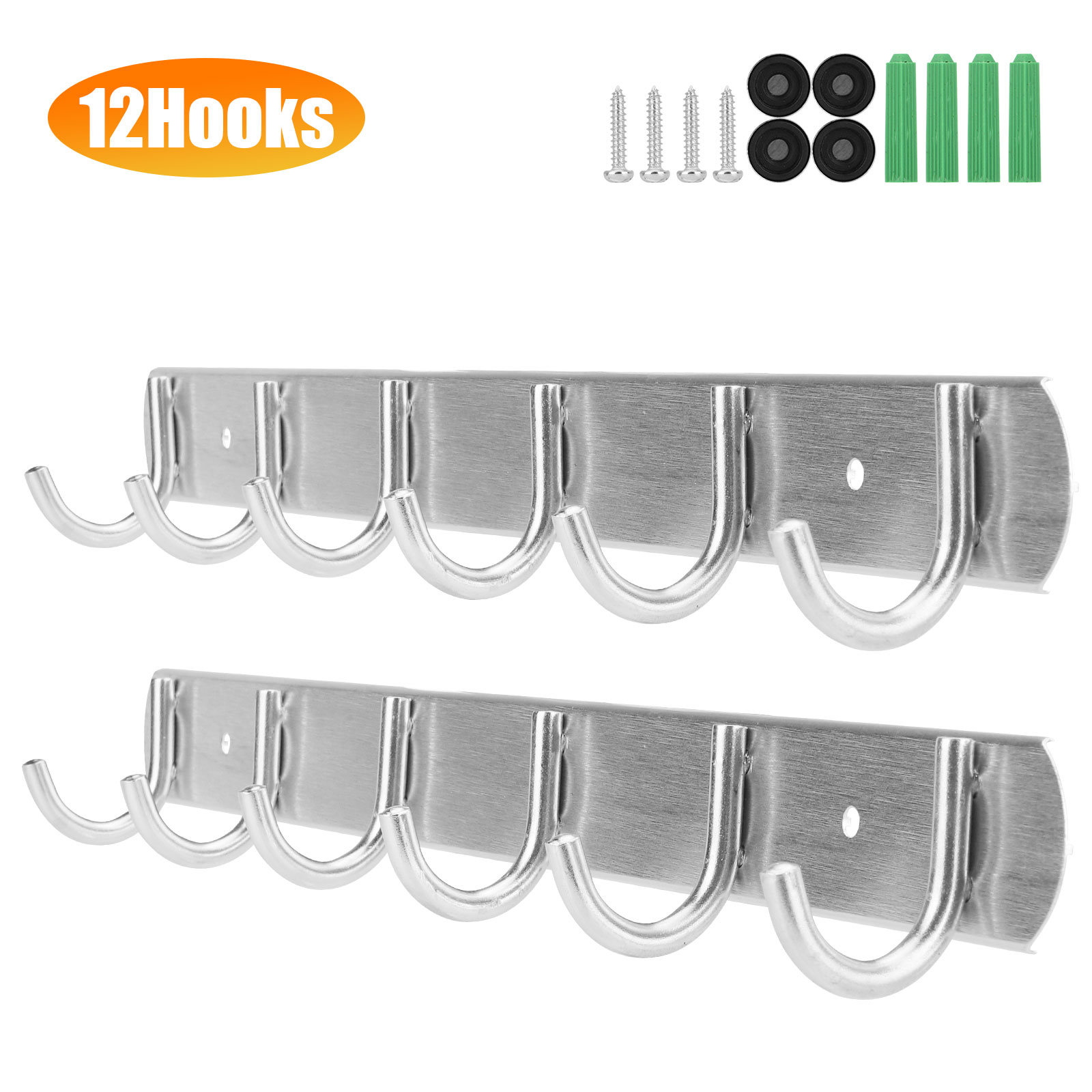 6 Hooks Wall Mount Key Towel Rack Hanger Holder Coat Robe Hat Clothes Organizer
