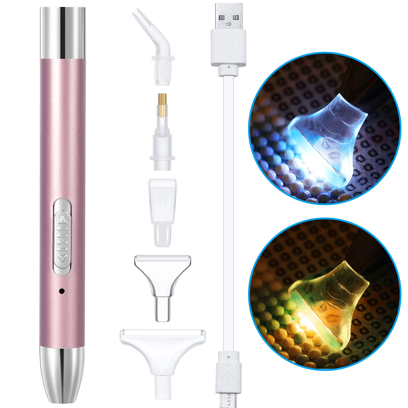USB Rechargeable LED Lighting Point Drill Pen Diamond Painting Embroidery Tool