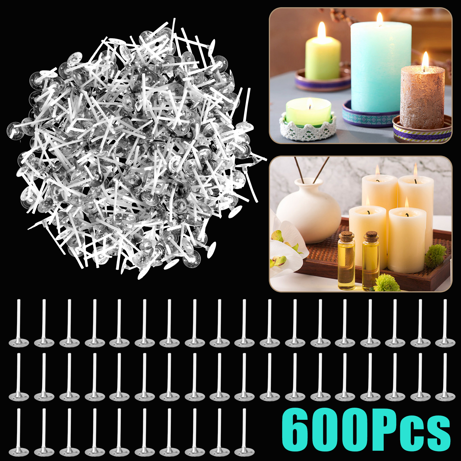 thumbnail 14 - 60/120 PCS 8 Inch Candle Wicks Pre-Waxed Wick For Cotton Core Candles DIY Making