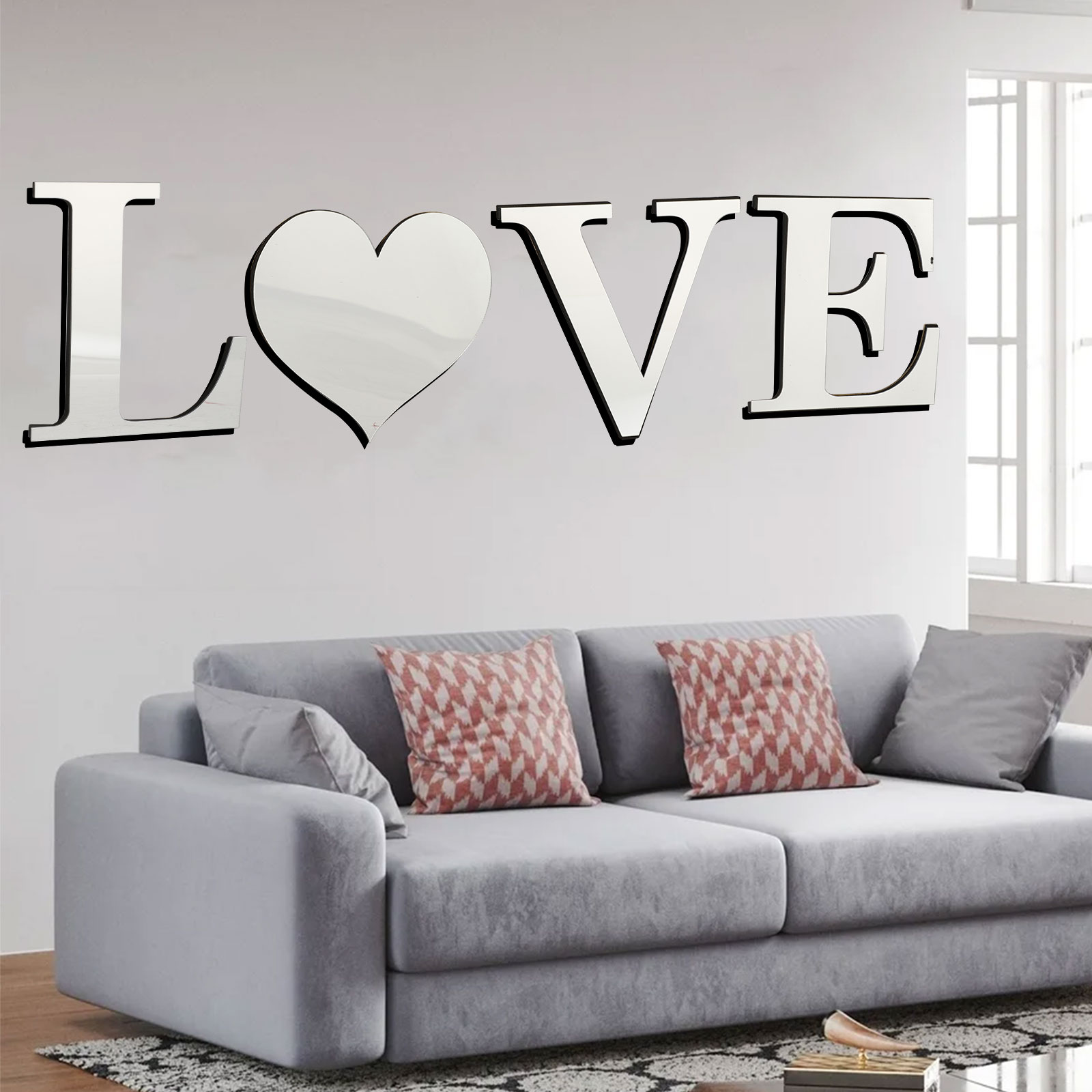 3D Mirror Wall Sticker Decal LOVE Letter Art Vinyl Removable For Home Room Decor 