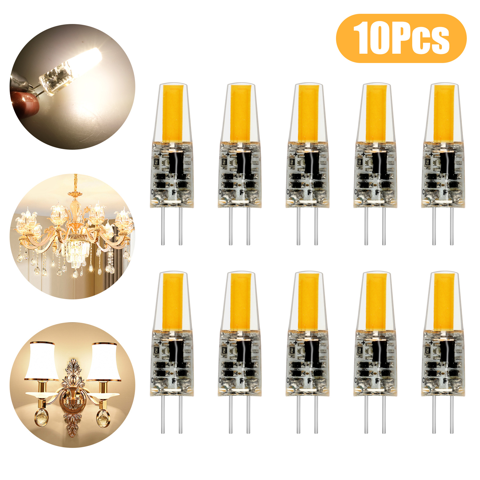 10/20Pcs G4 Bi-pin LED Lamp Bulbs 12V AC/DC COB SMD Light 2W Warm White 3000K