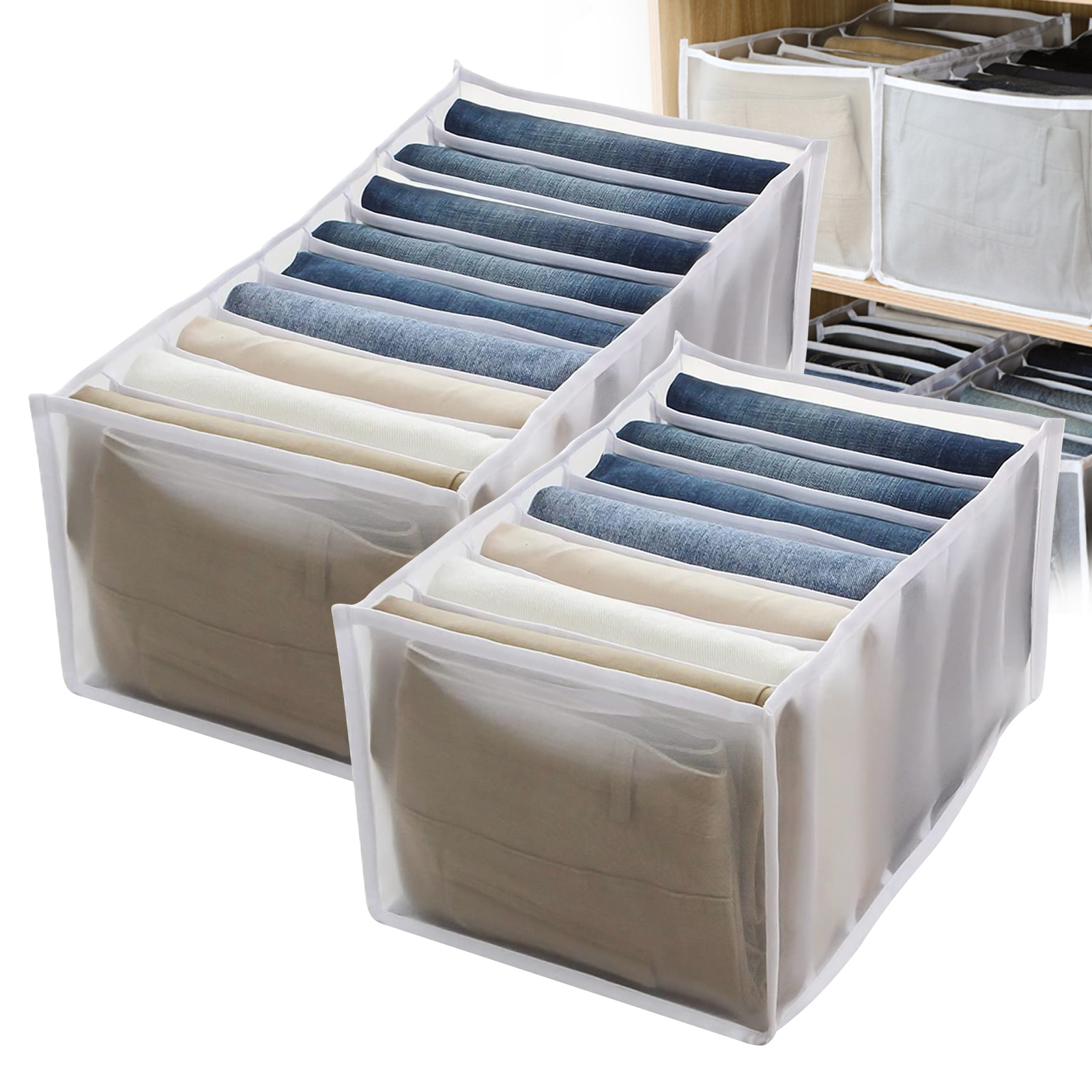 Foldable Mesh Drawer Organizer Closet Storage Box Cloth Jeans T-Shirt  Separation