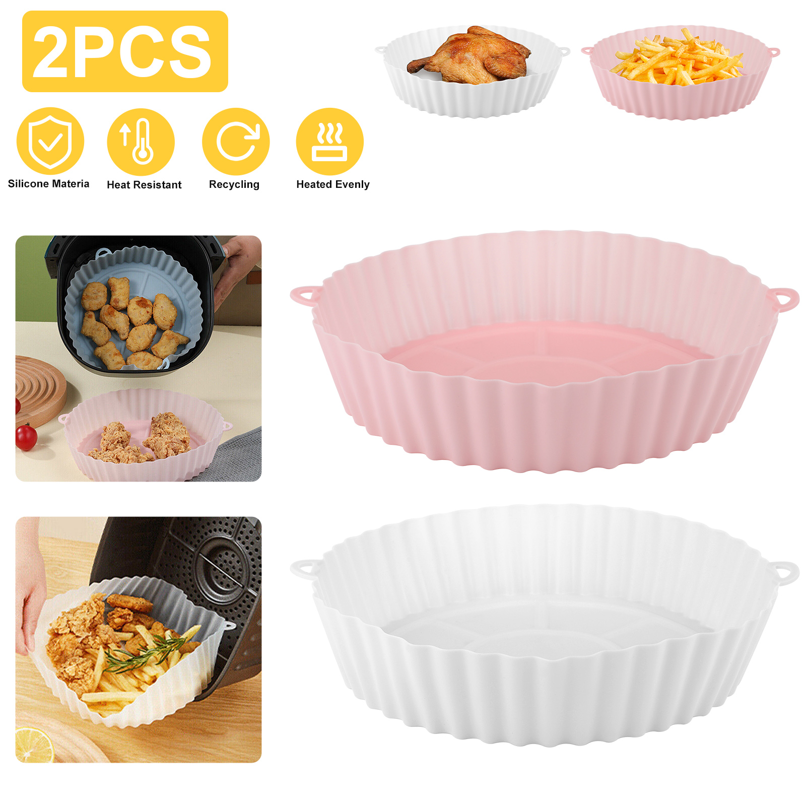 Air Fryer Silicone Pot Basket Liners NonStick Safe Oven Baking Tray Accessories eBay
