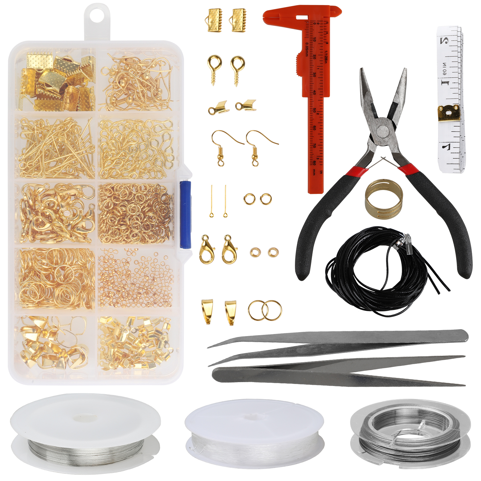 JESOT Earring Making Kit, 1403pcs Earring Kit for Making Earrings,Jump Ring  Opener, Tweezers and Pliers
