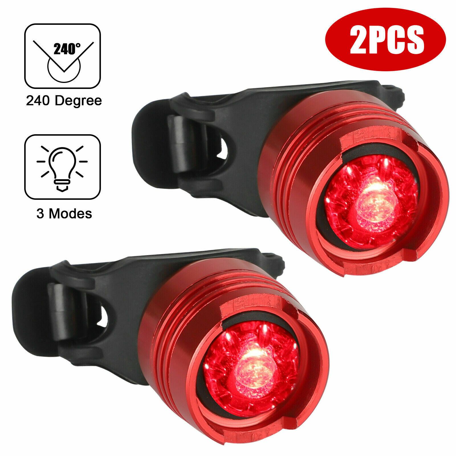 2×USB Rechargeable LED Bike Lights Set Headlight Taillight Caution Bicycle Light 