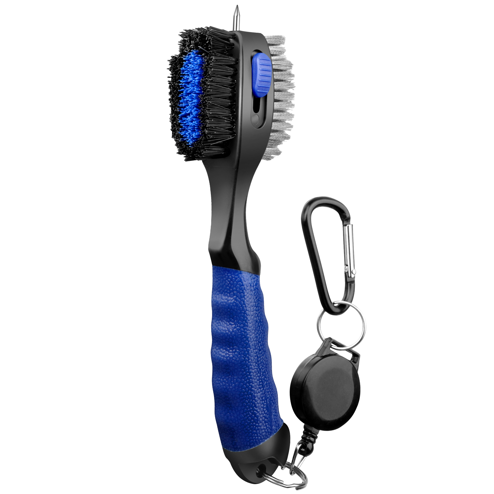 3in1 2 Sided Golf Club Brush Cleaner Groove Cleaning Tool with Zipper Carabiner