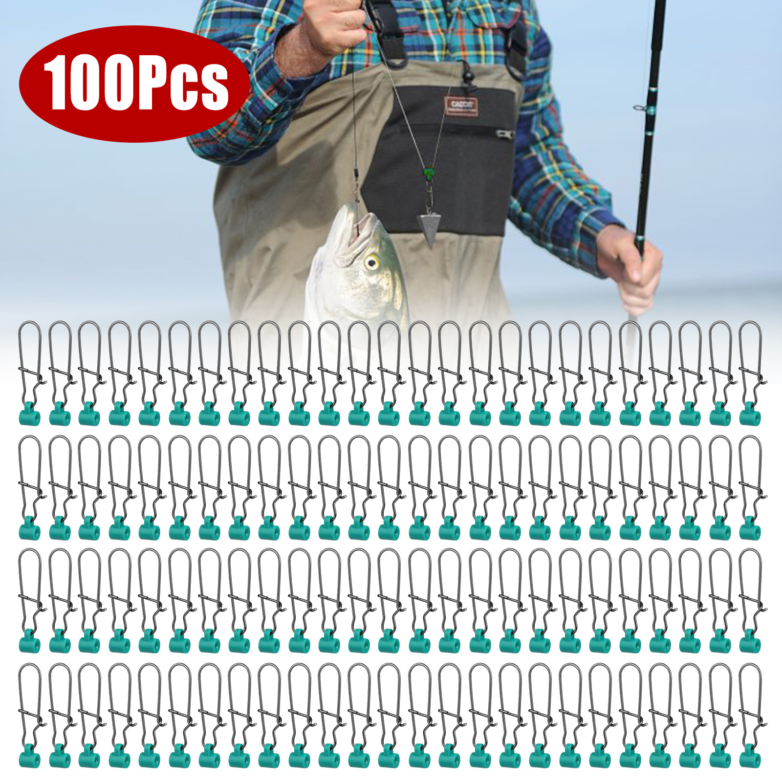 100x Heavy Duty Fishing Sinker Slide Connectors Sinker Slider with Nice Snap 