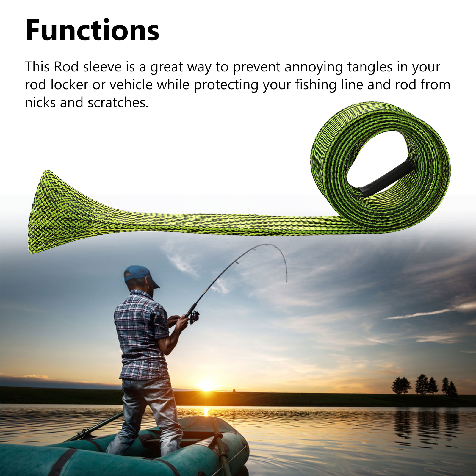10Pcs 170CM Fishing Rod Sock Covers Braided Mesh Spinning Rod Protector