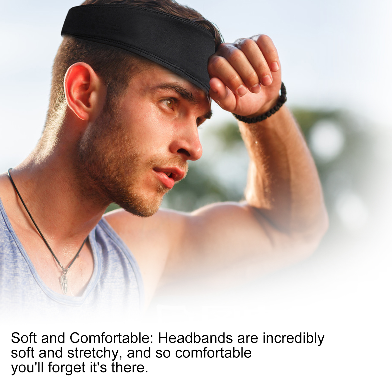 Hair Head Band Sweatband Headband Stretch Mens Wrap Elastic Sports Men