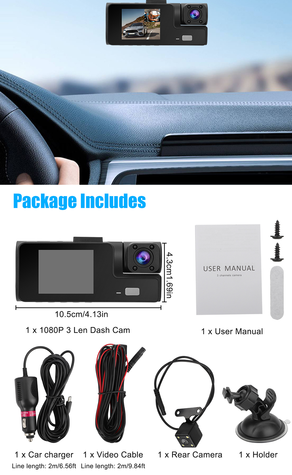 SRS 2 Android 4G Mini DashCam Full Set with 24hr Remote Monitoring 3G/4G  Sim WiFi MicroSD GPS Night Vision Dual Camera Car DVR & PlayStore App